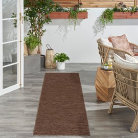Nourison Practical Solutions Outdoor Mocha 2'2" x 8' Area Rug, Easy Cleaning, Non Shedding, Bed Room, Living Room, Dining Room, Deck, Backyard, Patio (2x8)