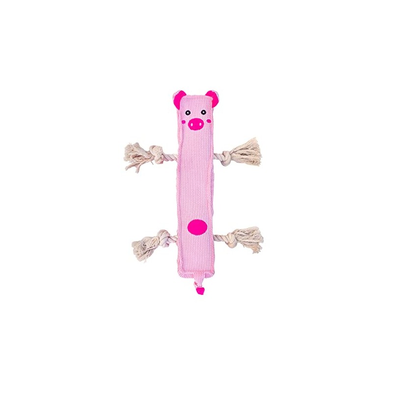 Patchwork Pet Pig Stick Dog Toy Premium Plush with Pull-Through