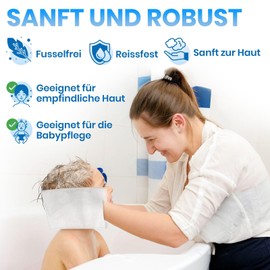 Classic Einmalwaschhandschuhe 50 Stück – ultra soft Molton Waschhandschuhe weiß – Einmalwaschlappen Erwachsene & Baby – waschhandschuh Baumwolle – hygienische Waschlappen für Pflege & Senioren