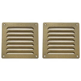 PATIKIL 6.1x6.1in Aluminum Vent Cover, 2pcs Screen Air Grille Ventilation Cover HVAC Louvered Grill for Home Kitchen Fireplace Bathroom Wall Ceiling, Gold