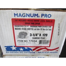 Magnum PRO 3-1/4" X 0.12" 15 Degree Wire Large Coil Pallet Nails, Box of 2500