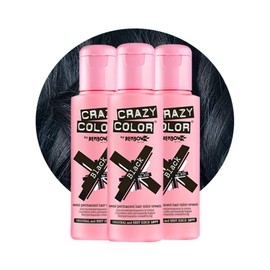 Crazy Color Black Semi-Permanent Trio Hair Dye. Highly Pigmented Blue Black Conditioning & Oil Nourishing Vegan Formula | No Bleach or Ammonia | 300ml