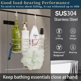 Seltomer Hanging Shower Caddy Bathroom Inside Shower Rack Organizer Shampoo Bracket Rotatable Hook Bar,304 Stainless Steel RustProof (Single-Layer)