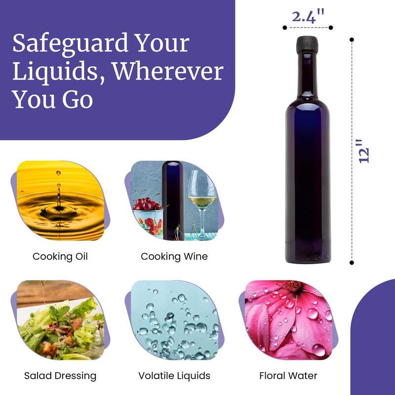 Infinity Jars Black Ultraviolet Long Neck Glass Oil Bottle 500Ml