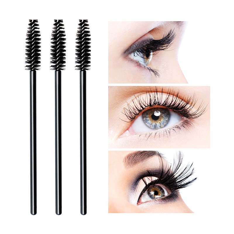 AIBAOBAO 100Pcs Mascara Wands, Disposable Eyelash Brushes, black Crystal Eyelash