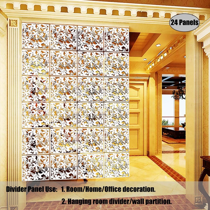 LRZCGB Hanging Room Divider,24 Pieces PVC Screen Partition Panel with