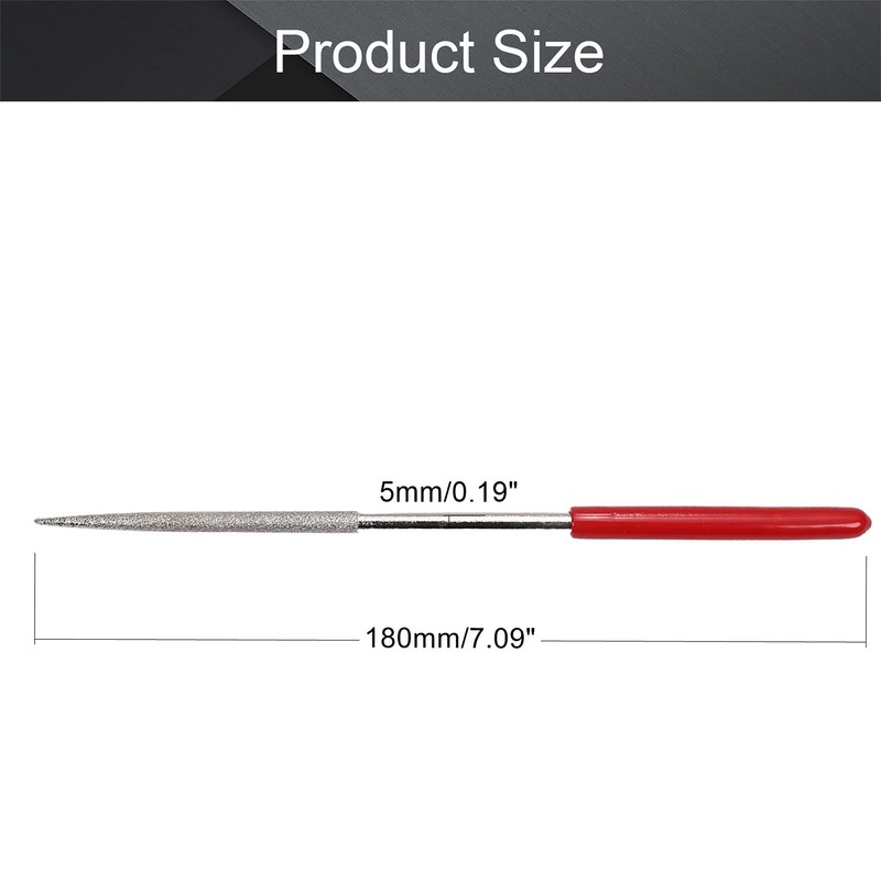 Utoolmart Diamond Needles File, 5mm x 180mm Round Diamond Needle