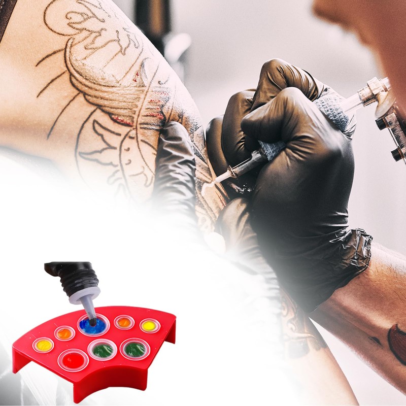 300pcs Tattoo Ink Caps Cups with 2 Red Cups Holders-Base