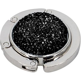 Foldable Purse Hook Floding Handbag Hanger Bling Rhinestone Bag Holder for Table Desk 1 PCS White - Color: A-Black*1