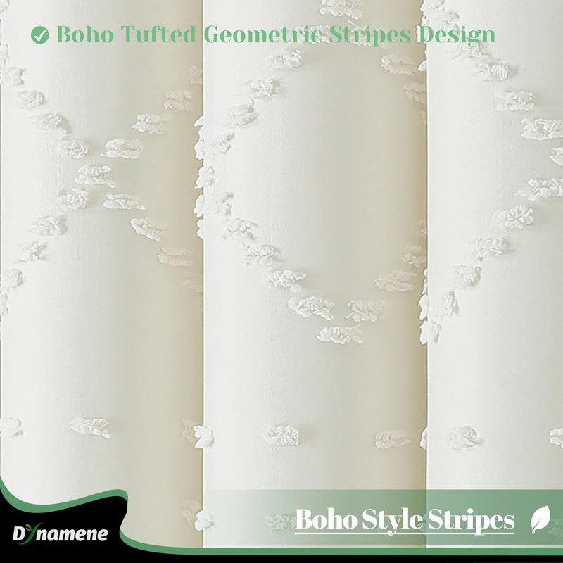 Dynamene Extra Long Shower Curtains, 96 Inches Long Boho Tufted