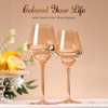Colorsavant Peach Color Wine Glasses Set 6-16oz Blush Pink Wine