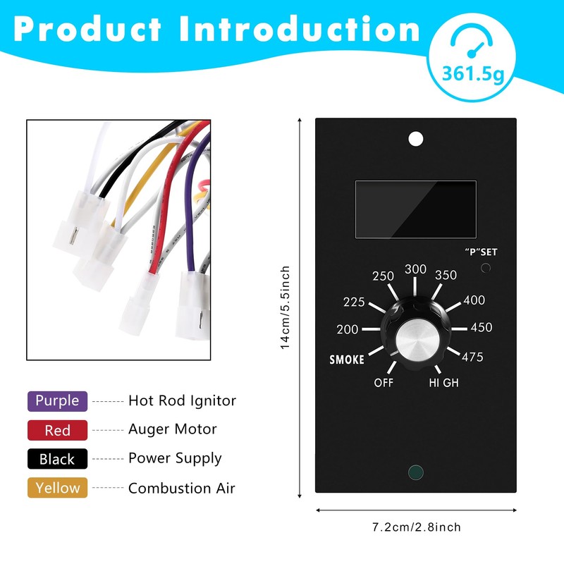 Lazycloud Thermostat Control Board for Wood Grills, with PB700, 340,