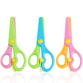 Children Safety Scissors Set Preschool Training Scissors Art Craft Child-Safe Scissor Christmas Gifts for Children(3 PCS)