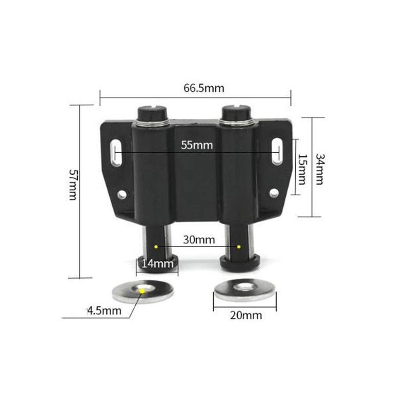 [2 Pieces] Magnetic Touch Push-Open Latch, Black Cabinet Drawer Magnet