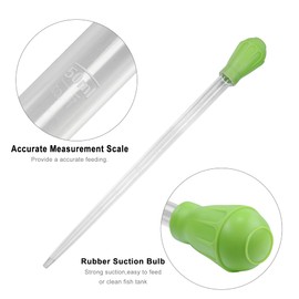Filhome 50 ML Coral Feeder Long Syringe, Aquarium Long Syringe Dropper Pipette Turkey Baster for Marine Fish Feeding （Green/Long Syringe)