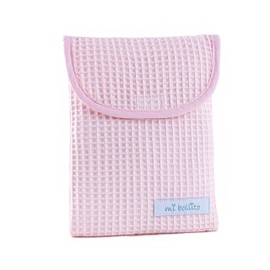 mi bollito Organizer für Windeln und Feuchttücher, Waffelstoff aus 100 % Baumwolle, Schnellverschluss, praktisch und elegant., hellrosa
