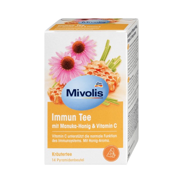 Mivolis Kräutertee Immun Tee mit Vitamin C und Manuka Honig (14 Beutel) 28 g