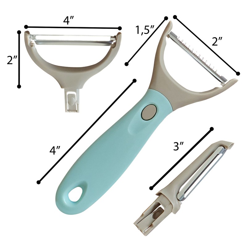 Bahoki Essentials 3 Piece Peeler Set - Stainless Steel Trio