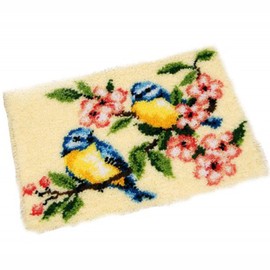 UXIYI Latch Hook Kits for Adults,Pre-Printed Canvas Diy Rug Making Kit Crochet Yarn Kits for Kids Beginners,Crafts Carpet for Home Decoration Festival Gift,Flower Bird,20.5''x15''