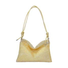 Wisebom Women's Glitter Bag, Adjustable Shoulder Strap, Elegant Bag, Evening Bag, High Capacity with Zip, Clutch, CrossBody Bag, Shoulder Bag for Prom, Wedding, Party, Banquet, gold