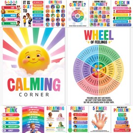 YUSPENYE 14pcs Calming Corner Posters, 11x14in SEL Classroom Decor