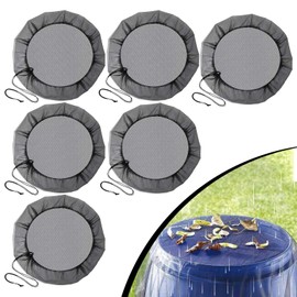 Rain Butt Net, Pack of 6 Rain Butt Net with Drawstring, Adjustable Lid Water Butt, Fly Screen, Rain Butt, Protection Against Leaves and Mosquito Larvae, Rain Butt Protective Net