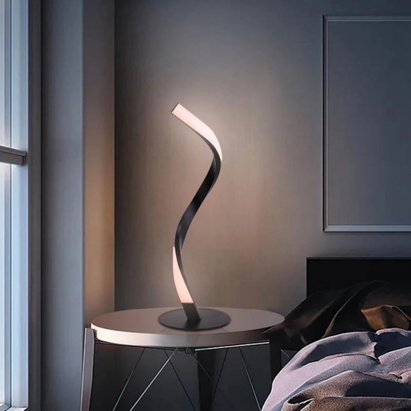 SShaped LED Spiral Table Lamp Reading Light Small Night Light