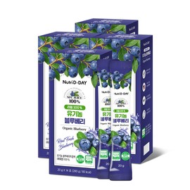 Nutri D Day Real 100% NFC Juiced Organic Blueberry Sticks 14 packs x 4, total 56 packs / 뉴트리디데이 리얼 100% NFC 착즙 유기농 블루베리 스틱 14포 x 4개 총 56포