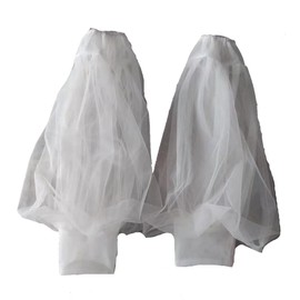 Yurosiay 1 Pair White Removable Sleeves Wedding Dress Transparent Tulle Sleeves Bride Cute Elegant Puff Sleeves Tulle Lace Net Fingerless Gloves Simple Tulle Sleeves for Dress Wedding Dress, White