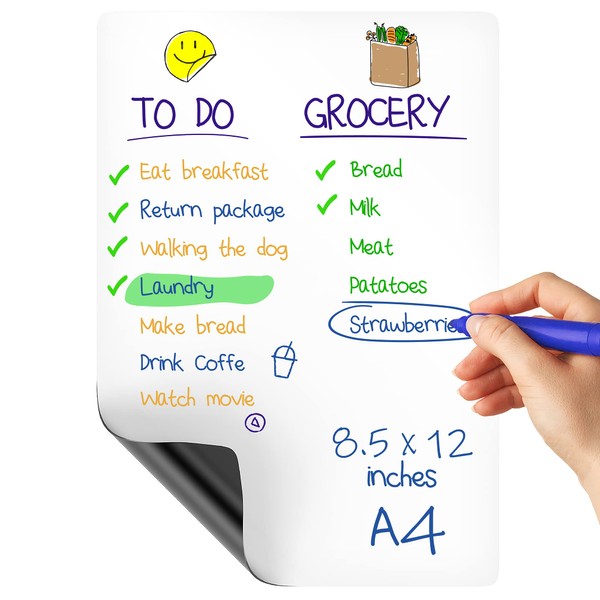 Magnetic Whiteboard for Fridge 8.5x12 - A4 Dry Erase Board