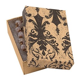 SSWBasics 3 1/16 x 2 1/8 x 1 inch Cotton Filled Distressed Damask Jewelry Boxes - Case of