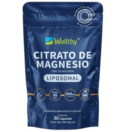 Wellthy Citrato de Magnesio Liposomal 30 Cápsulas 500mg. Solo una cápsula al día 100% Natural, Entrega Optimizada, Cápsulas Veganas, Bottle Free.