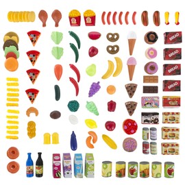 Hey! Play! Toy Food - 120-Piece Artificial Grocery Set for Kids Kitchen and Pretend Play - Includes Fresh, Boxed and Canned Food Items - Toddler Toys