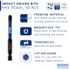 10 x Rennie Tools 75mm Long PH3 Impact Screwdriver Driver