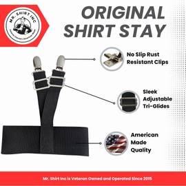 Mr. Shirt Inc - World's Greatest Shirt Stay - Original Version - Veteran Owned | American Made Black