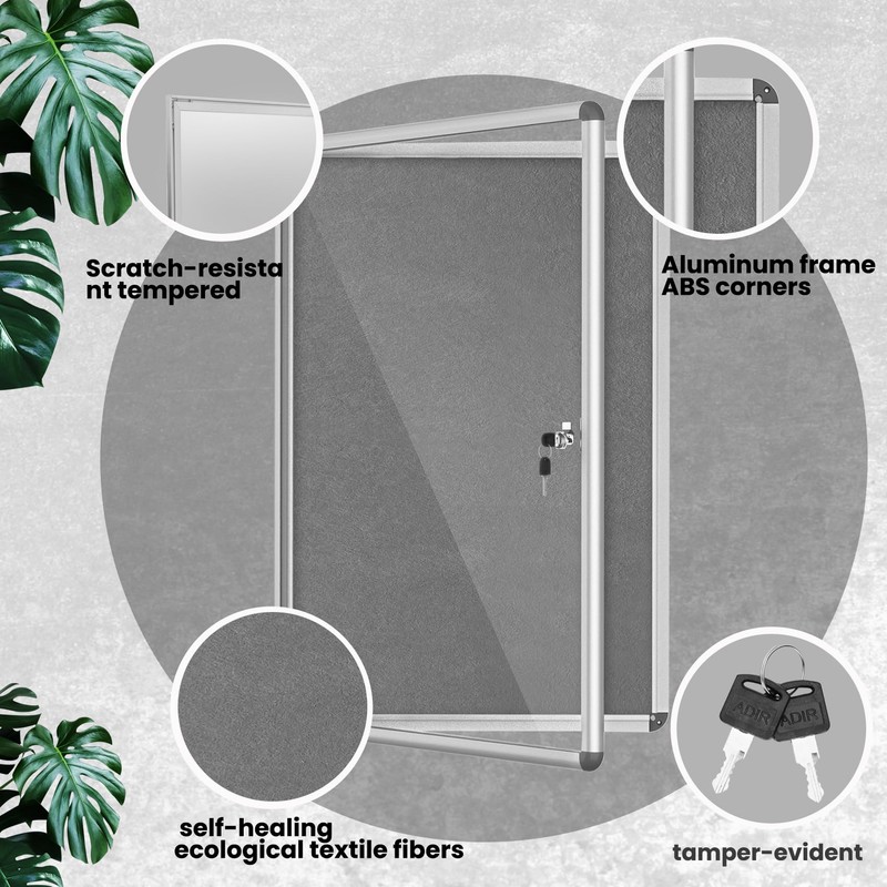 Magula Enclosed Bulletin Board Tamper-Proof Dispaly Case, Aluminium Frame, Shatter