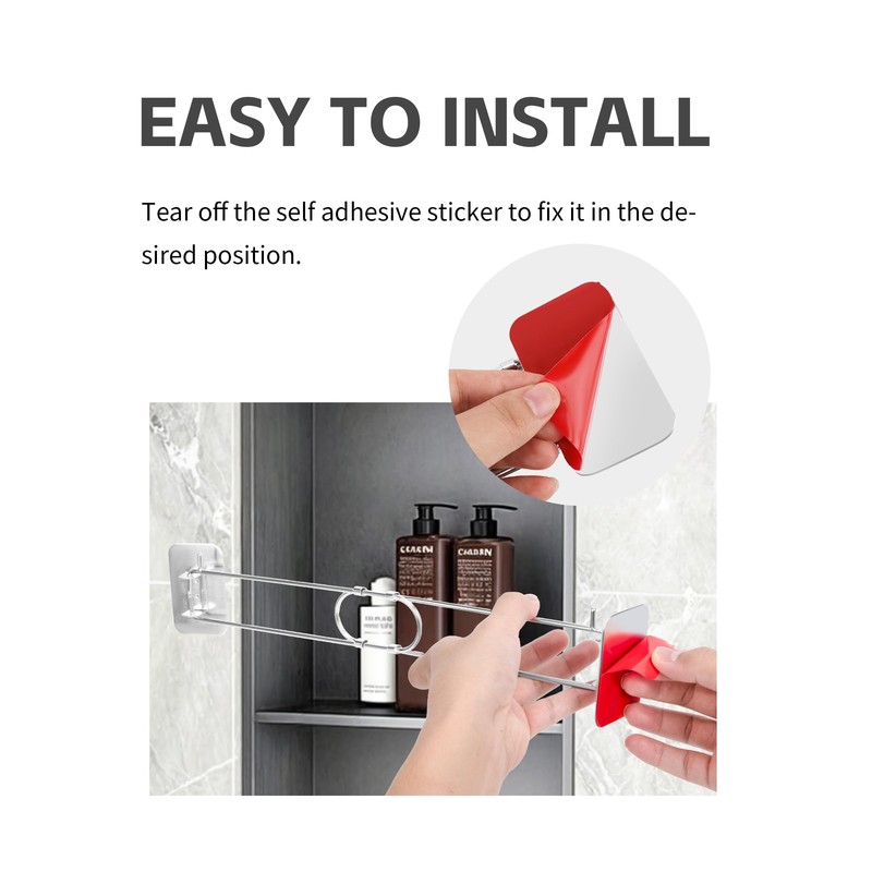 YOUSHARES RV Shower Corner Storage Bar Adjustable Stainless Steel Rod