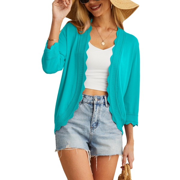 GRECERELLE Womens Lightweight Open Front Cardigan Sweater 3/4 Sleeve Casual