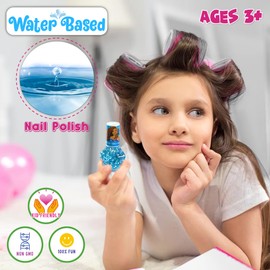 Disney The Little Mermaid Ariel Kids Washable Nail Polish Set, Pretend Play Makeup Beauty Set Birthday Toys Gift for 3 4 5 6 7 8 9 10 11 12 Years Old Kid