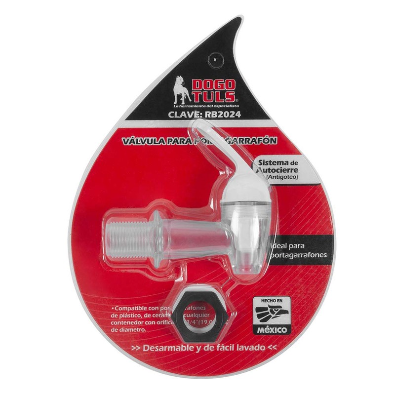 Válvula dispensadora Transparente para Portagarrafon con cuerda 3/4" Dogotuls RB2024