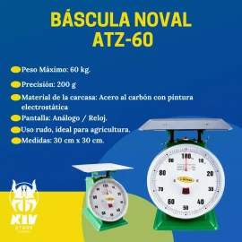 Noval Báscula Mecánica Industrial De Muelle 60 Kg Noval 30x30cm