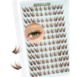 Obeyalash Brown Lashes Cluster Natural Eyelash Clusters Mix 8-12mm C Curl Wispy Eyelash Clusters Lash Extensions Individual Lashes Natural Lash Cluster Soft Comfortable Thin Band (Brown28)