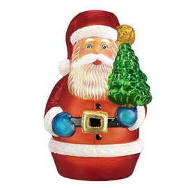 Old World Christmas Santa w/Tree Candle Light