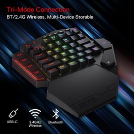 Redragon K585 PRO Wireless One-Handed Mechanical Keyboard, 42 Keys 3-Mode RGB 40% Gaming Keypad w/ 7 Onboard Macro Keys, Detachable Wrist Support, Rechargeable Battery (Brown Switch)