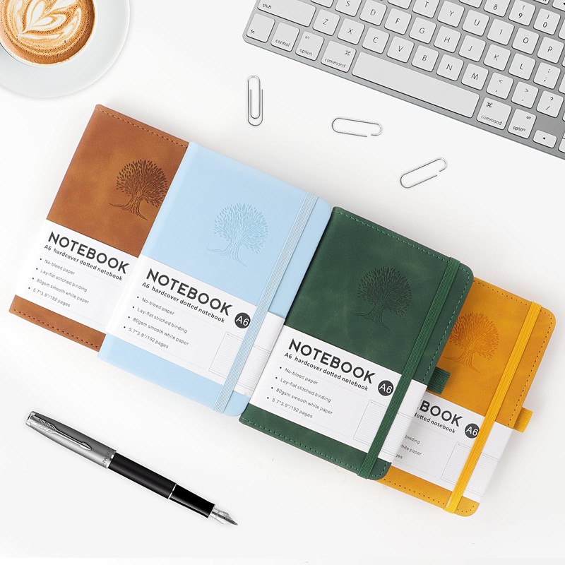 A6 Lined Hardcover Notebook, 192 Pages Journal Notebook with Elastic