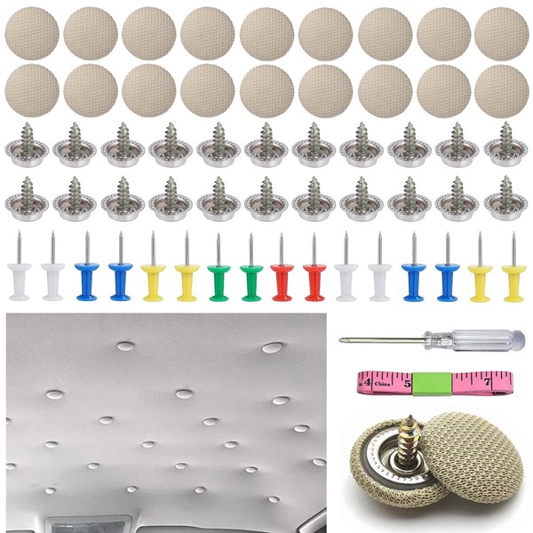 Flyicloud 80 pieces roof liner repair kit, car repair rivets,