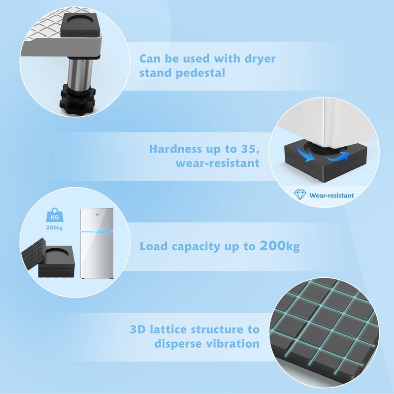 SEISSO Anti Vibration Pads for Washing Machine, Anti Vibration Pads