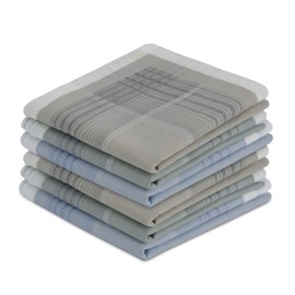 Zenssia Men's Soft Cotton Handkerchiefs Assorted Color with Stripe 6 Piece Gift Set Pattern 4