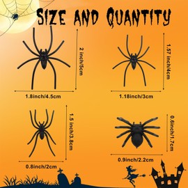120Pcs Halloween Black Fake Plastic Spiders, Scary Halloween Decorations