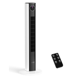 ZAFRO Tower Fan for Bedroom, 90° Oscillating Fan with 12H Timer, 37”Standing Fans with Remote, Bladeless Fan with 4 Modes & 3 Speeds